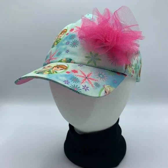 DISNEY Girls Frozen Anna & Elsa Baseball Cap Hat Adjustable One Size Blue Pink - Picture 6 of 9